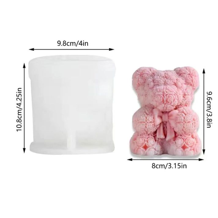 Off White Rose Bear Candle